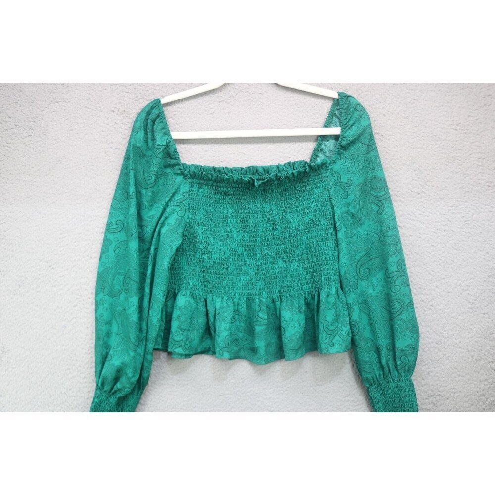 Shinestar Off the Shoulders Long Puff Sleeve Chiffon Cropped Top-L-Whimsigoth
